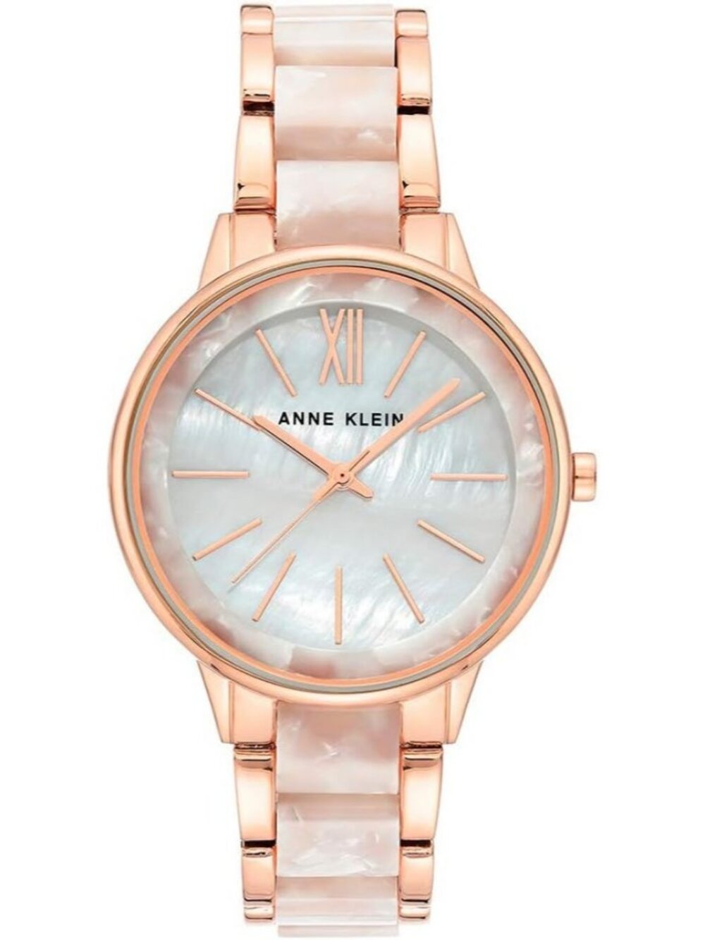 Anne Klein Women's White And Rose Gold Analog Quartz Resin Bracelet Luxury Watch
